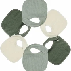 Trois Kilos Sept Lot de 6 bavoirs de naissance Nid d'abeille Sauge