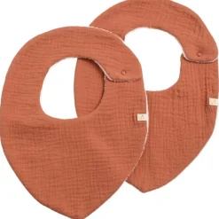 Sauthon Lot de 2 bavoirs en double gaze de coton Terracotta
