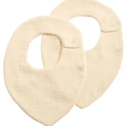 Sauthon Lot de 2 bavoirs en double gaze de coton Vanille