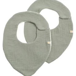 Lot de 2 bavoirs en double gaze de coton Sauge Bavoirs