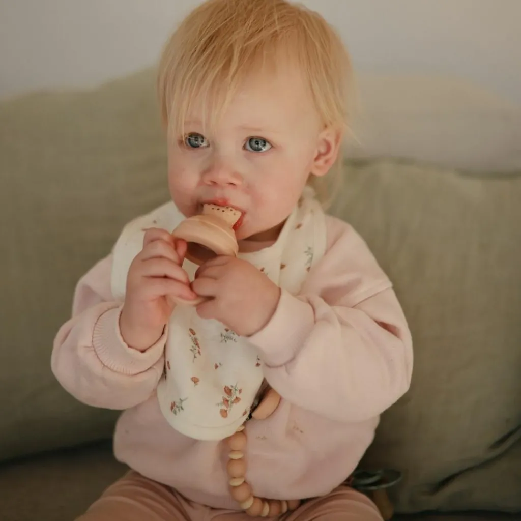 Mushie Lot de 2 bavoirs en mousseline Blush-Pink Floral