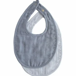Mushie Lot de 2 bavoirs en mousseline Tradewinds-Baby Blue