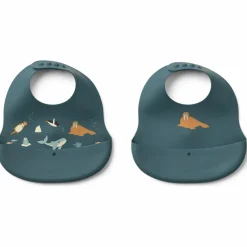 Liewood Lot de 2 bavoirs en silicone Ember Arctic Sea