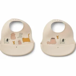 Liewood Lot de 2 bavoirs en silicone Ember Cats and Dogs