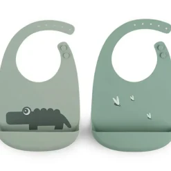 Hot Lot de 2 bavoirs en silicone Croco Vert Bavoirs