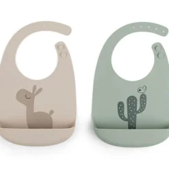 Done by Deer Lot de 2 bavoirs en silicone Lalee Sable et Vert