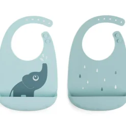 Lot de 2 bavoirs en silicone Elphee Bleu Bavoirs