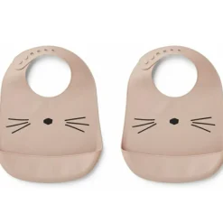 Liewood Lot de 2 bavoirs en silicone Tilda Cat rose