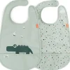 Done by Deer Lot de 2 bavoirs imperméables à velcro Croco vert