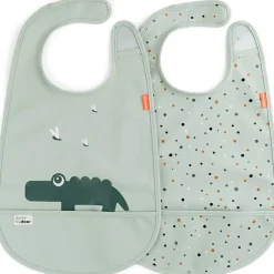 Done by Deer Lot de 2 bavoirs imperméables à velcro Croco vert