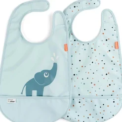 Discount Lot de 2 bavoirs imperméables à velcro Elphee Bleu Bavoirs