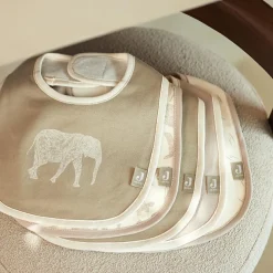 Jollein Lot de 5 bavoirs imperméables Animals Nougat