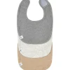 Lässig Lot de 3 bavoirs naissance gris foncé-gris clair-nature mélange