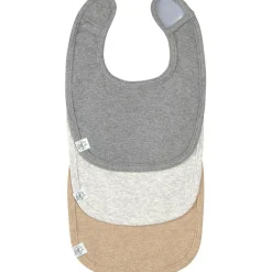 Lässig Lot de 3 bavoirs naissance gris foncé-gris clair-nature mélange