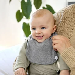 Lässig Lot de 3 bavoirs naissance gris foncé-gris clair-nature mélange