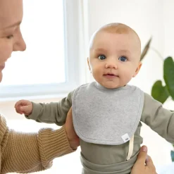 Lässig Lot de 3 bavoirs naissance gris foncé-gris clair-nature mélange