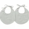 BB & Co Lot de 2 bavoirs naissance en gaze de coton rayé vert de gris