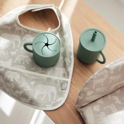 Jollein Lot de 2 bavoirs plastifiés Animals Olive Green