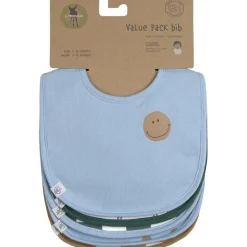 Lässig Lot de 5 bavoirs éponge Happy Rascals Smile bleu ciel