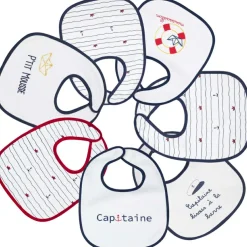 Trois Kilos Sept Lot de 7 bavoirs premier âge Capitaine