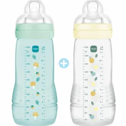 MAM Lot de 2 biberons Easy Active 2ème âge Ice - Tétine débit X (330ml)