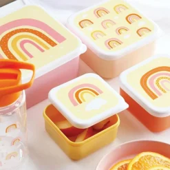 A Little Lovely Company Lot de 4 boîtes à goûter Arc-en-ciel