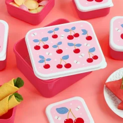 Sale Lot de 4 boîtes à goûter Cerises Boîte À Goûter / Lunch Box