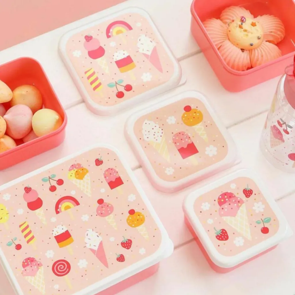 Sale Lot de 4 boîtes à goûter Crème Glacée Boîte À Goûter / Lunch Box