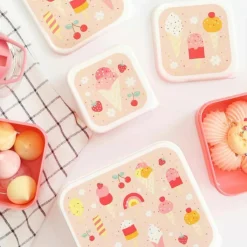 Sale Lot de 4 boîtes à goûter Crème Glacée Boîte À Goûter / Lunch Box