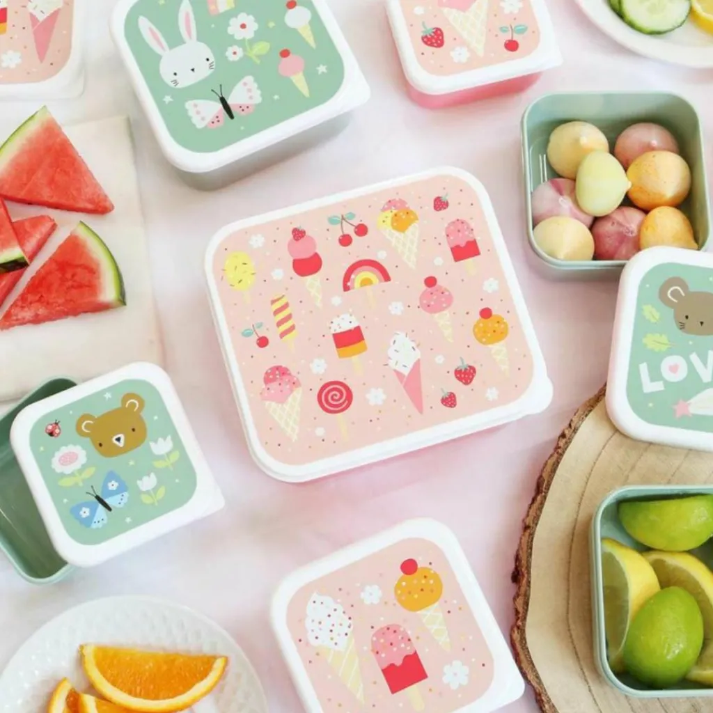 Sale Lot de 4 boîtes à goûter Crème Glacée Boîte À Goûter / Lunch Box