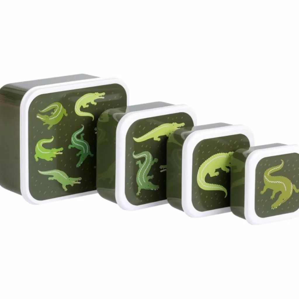 A Little Lovely Company Lot de 4 boîtes à goûter Crocodiles