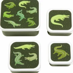 A Little Lovely Company Lot de 4 boîtes à goûter Crocodiles