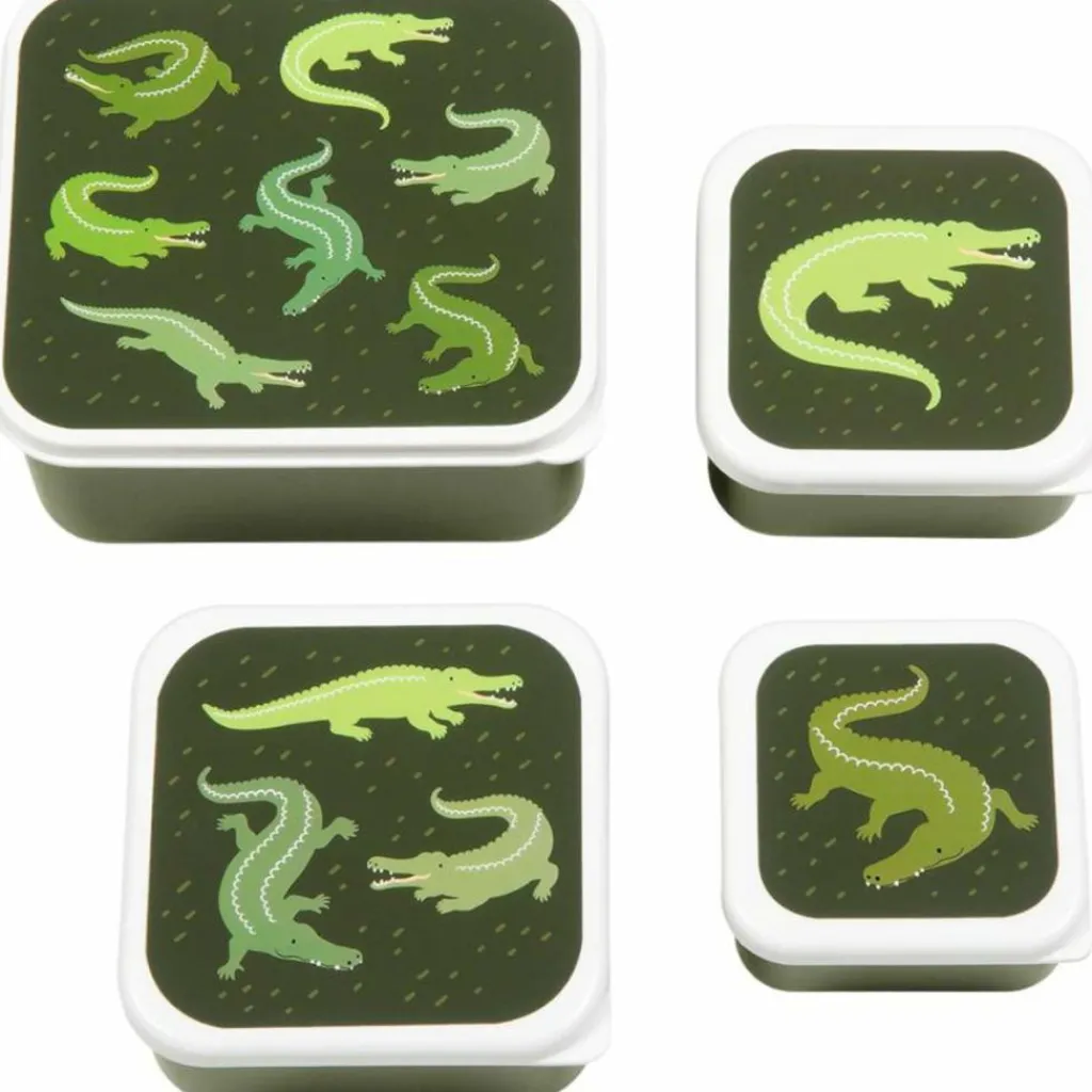 A Little Lovely Company Lot de 4 boîtes à goûter Crocodiles