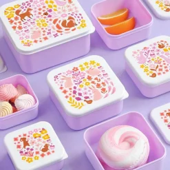 Best Lot de 4 boîtes à goûter Fleurs du jardin Boîte À Goûter / Lunch Box