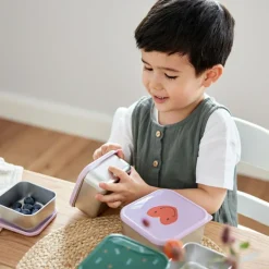 Clearance Lot de 3 boîtes à goûter inox Happy Rascals Coeur lavande Boîte À Goûter / Lunch Box