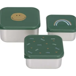 New Lot de 3 boîtes à goûter inox Happy Rascals Smile vert Boîte À Goûter / Lunch Box