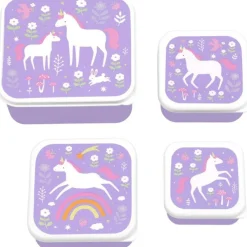 A Little Lovely Company Lot de 4 boîtes à goûter Rêves de licorne