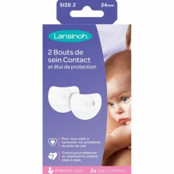 Lansinoh Lot de 2 bouts de sein contact T2 (24 mm)