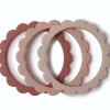 Mushie Lot de 3 bracelets de dentition Flower Rose-Blush-Shifting sand