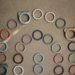 Mushie Lot de 3 bracelets de dentition Flower Rose-Blush-Shifting sand