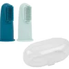 Lot de 2 brosses à dents à doigt bleu + étui de protection Brosse À Dents