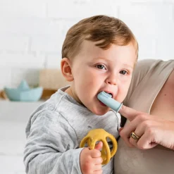 Lot de 2 brosses à dents à doigt bleu + étui de protection Brosse À Dents