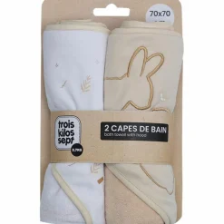 Trois Kilos Sept Lot de 2 capes de bain Lapin (70 x 70 cm)