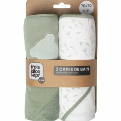 Trois Kilos Sept Lot de 2 capes de bain Ours (70 x 70 cm)