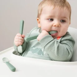 Done by Deer Lot de 3 cuillères bébé Easy-grip vert