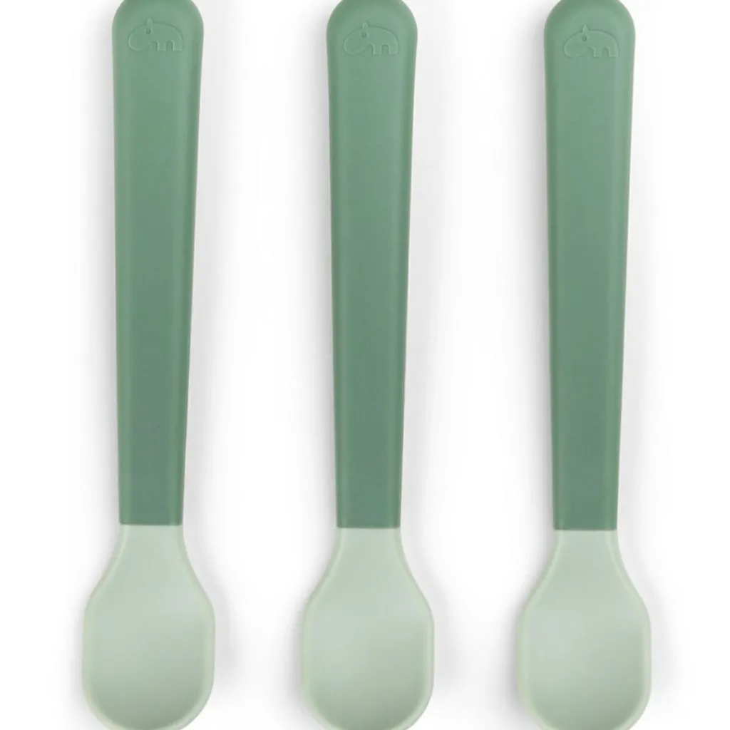 Done by Deer Lot de 3 cuillères bébé Easy-grip vert