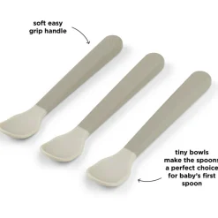 Done by Deer Lot de 3 cuillères bébé Easy-grip sable