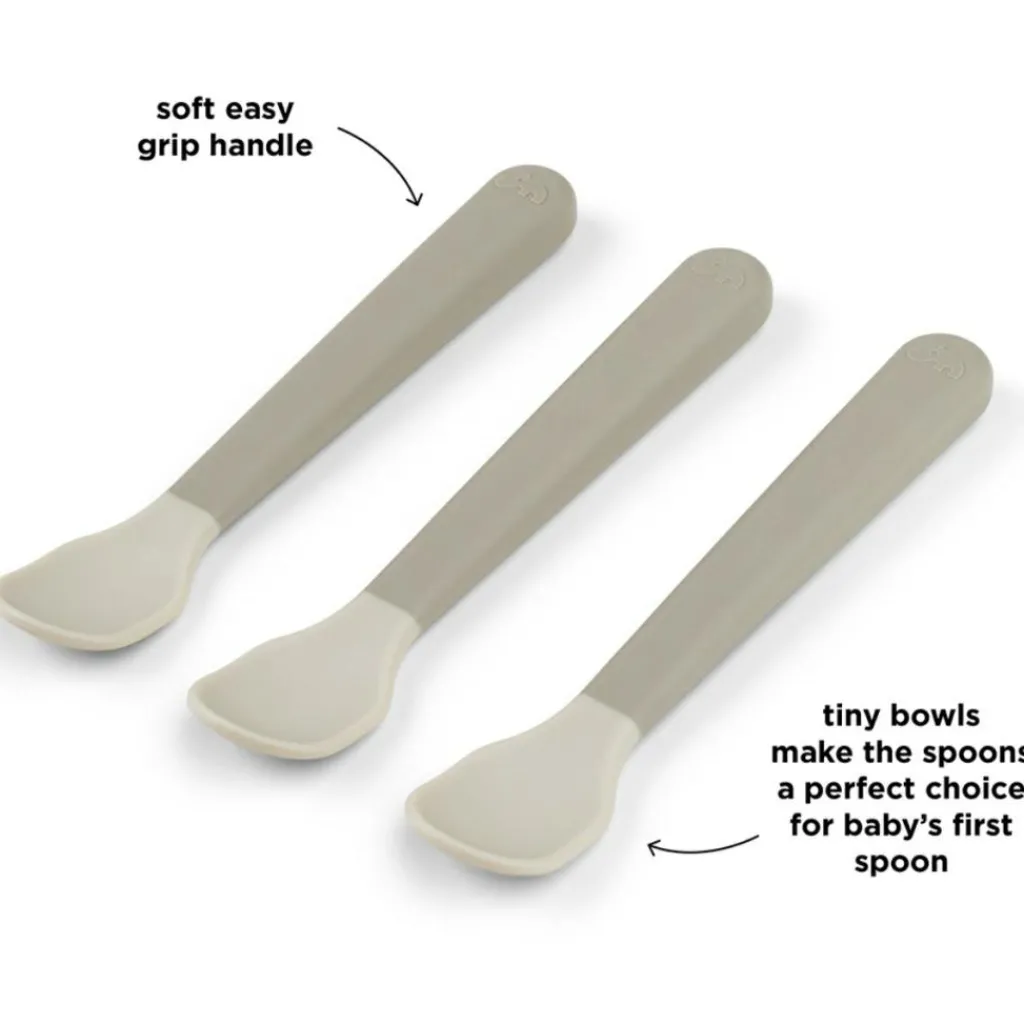 Done by Deer Lot de 3 cuillères bébé Easy-grip sable