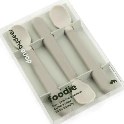 Done by Deer Lot de 3 cuillères bébé Easy-grip sable