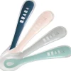 Hot Lot de 4 cuillères en silicone 2e âge bleu, rose et vert d'eau Couverts